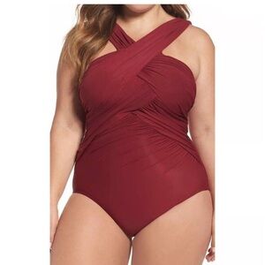 Miraclesuit wine burgundy, One Piece Swimsuit sz 10-12  soft lined cup no wire